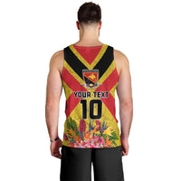 Custom Papua New Guinea Rugby Men Tank Top Bird of Paradise and Hibiscus Polynesian Pattern Yellow Color LT03 - Polynesian Pride