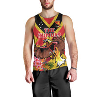 Custom Papua New Guinea Rugby Men Tank Top Bird of Paradise and Hibiscus Polynesian Pattern Yellow Color LT03 - Polynesian Pride