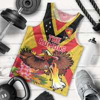 Custom Papua New Guinea Rugby Men Tank Top Bird of Paradise and Hibiscus Polynesian Pattern Yellow Color LT03 - Polynesian Pride