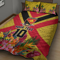 Custom Papua New Guinea Rugby Quilt Bed Set Bird of Paradise and Hibiscus Polynesian Pattern Yellow Color LT03 - Polynesian Pride