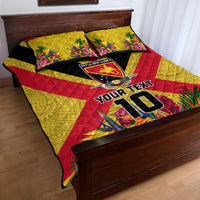 Custom Papua New Guinea Rugby Quilt Bed Set Bird of Paradise and Hibiscus Polynesian Pattern Yellow Color LT03 - Polynesian Pride