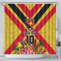 Custom Papua New Guinea Rugby Shower Curtain Bird of Paradise and Hibiscus Polynesian Pattern Yellow Color LT03 - Polynesian Pride