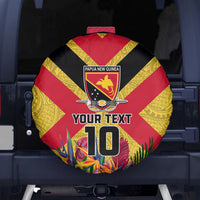 Custom Papua New Guinea Rugby Spare Tire Cover Bird of Paradise and Hibiscus Polynesian Pattern Yellow Color LT03 - Polynesian Pride