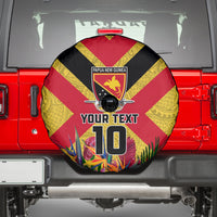 Custom Papua New Guinea Rugby Spare Tire Cover Bird of Paradise and Hibiscus Polynesian Pattern Yellow Color LT03 - Polynesian Pride