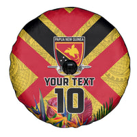 Custom Papua New Guinea Rugby Spare Tire Cover Bird of Paradise and Hibiscus Polynesian Pattern Yellow Color LT03 - Polynesian Pride