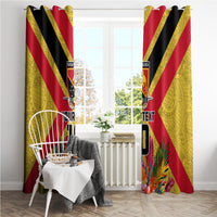 Custom Papua New Guinea Rugby Window Curtain Bird of Paradise and Hibiscus Polynesian Pattern Yellow Color LT03 - Polynesian Pride