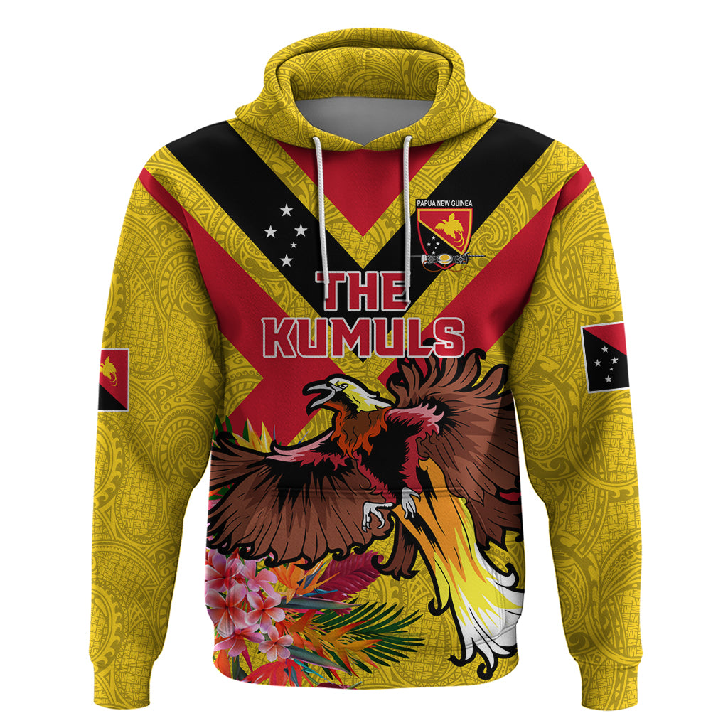 Custom Papua New Guinea Rugby Zip Hoodie Bird of Paradise and Hibiscus Polynesian Pattern Yellow Color LT03 Pullover Hoodie Yellow - Polynesian Pride