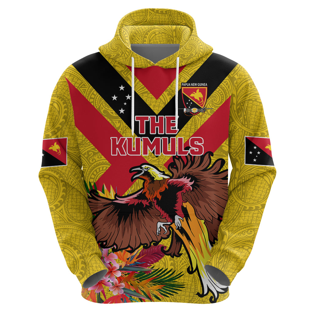 Custom Papua New Guinea Rugby Zip Hoodie Bird of Paradise and Hibiscus Polynesian Pattern Yellow Color LT03 - Polynesian Pride