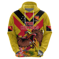 Custom Papua New Guinea Rugby Zip Hoodie Bird of Paradise and Hibiscus Polynesian Pattern Yellow Color LT03 - Polynesian Pride