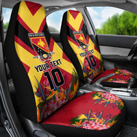Custom Papua New Guinea Rugby Car Seat Cover Bird of Paradise and Hibiscus Polynesian Pattern Red Color LT03 - Polynesian Pride