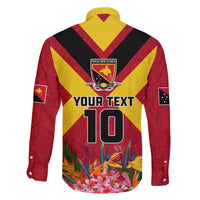 Custom Papua New Guinea Rugby Family Matching Long Sleeve Bodycon Dress and Hawaiian Shirt Bird of Paradise and Hibiscus Polynesian Pattern Red Color LT03 - Polynesian Pride