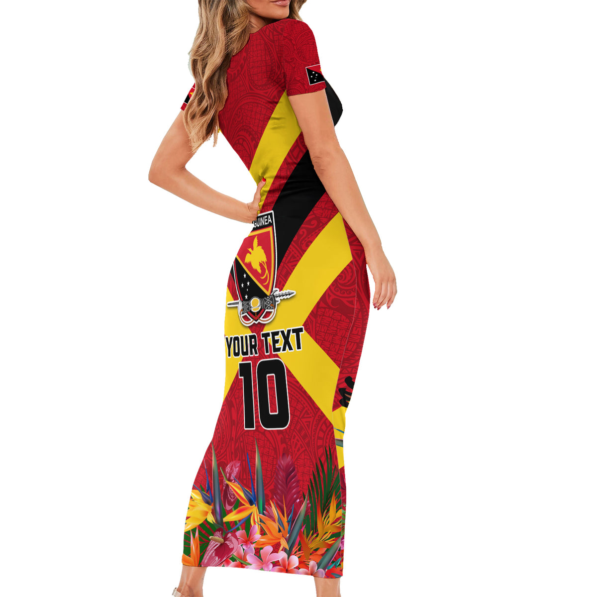 Custom Papua New Guinea Rugby Family Matching Short Sleeve Bodycon Dress and Hawaiian Shirt Bird of Paradise and Hibiscus Polynesian Pattern Red Color LT03 - Polynesian Pride
