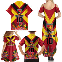 Custom Papua New Guinea Rugby Family Matching Summer Maxi Dress and Hawaiian Shirt Bird of Paradise and Hibiscus Polynesian Pattern Red Color LT03 - Polynesian Pride