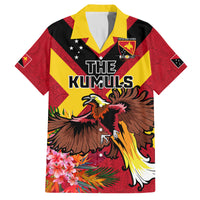 Custom Papua New Guinea Rugby Family Matching Summer Maxi Dress and Hawaiian Shirt Bird of Paradise and Hibiscus Polynesian Pattern Red Color LT03 Dad's Shirt - Short Sleeve Red - Polynesian Pride