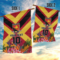 Custom Papua New Guinea Rugby Garden Flag Bird of Paradise and Hibiscus Polynesian Pattern Red Color LT03 - Polynesian Pride