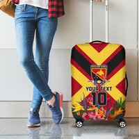 Custom Papua New Guinea Rugby Luggage Cover Bird of Paradise and Hibiscus Polynesian Pattern Red Color LT03 - Polynesian Pride