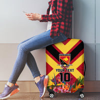 Custom Papua New Guinea Rugby Luggage Cover Bird of Paradise and Hibiscus Polynesian Pattern Red Color LT03 - Polynesian Pride