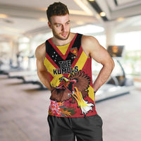 Custom Papua New Guinea Rugby Men Tank Top Bird of Paradise and Hibiscus Polynesian Pattern Red Color LT03 Red - Polynesian Pride
