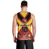 Custom Papua New Guinea Rugby Men Tank Top Bird of Paradise and Hibiscus Polynesian Pattern Red Color LT03 - Polynesian Pride