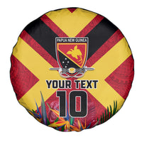 Custom Papua New Guinea Rugby Spare Tire Cover Bird of Paradise and Hibiscus Polynesian Pattern Red Color LT03 - Polynesian Pride