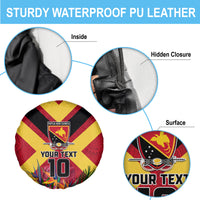 Custom Papua New Guinea Rugby Spare Tire Cover Bird of Paradise and Hibiscus Polynesian Pattern Red Color LT03 - Polynesian Pride