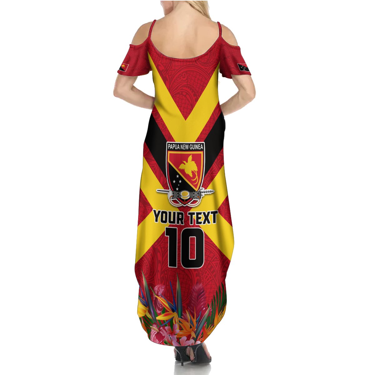 Custom Papua New Guinea Rugby Summer Maxi Dress Bird of Paradise and Hibiscus Polynesian Pattern Red Color LT03 - Polynesian Pride