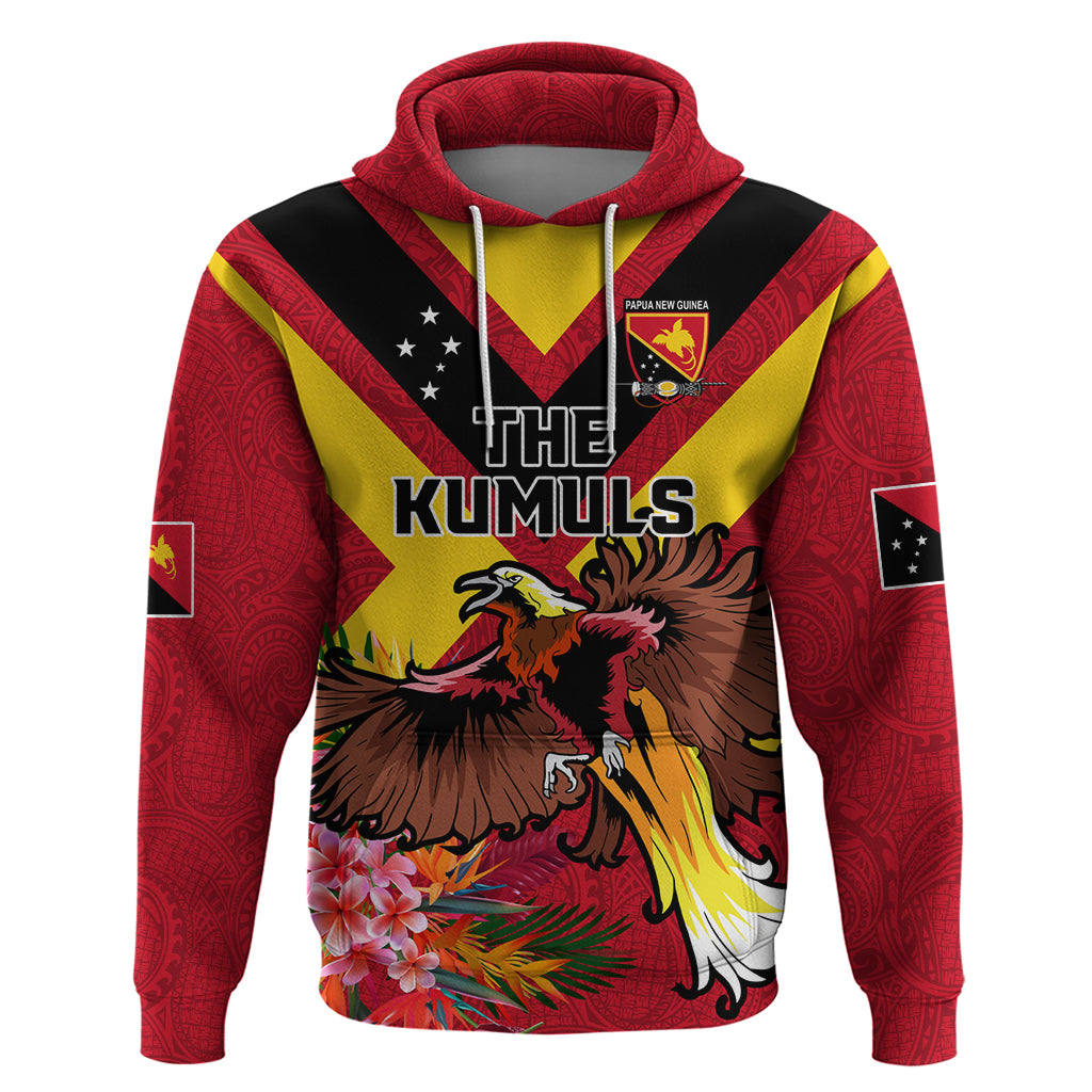 Custom Papua New Guinea Rugby Zip Hoodie Bird of Paradise and Hibiscus Polynesian Pattern Red Color LT03 Pullover Hoodie Red - Polynesian Pride