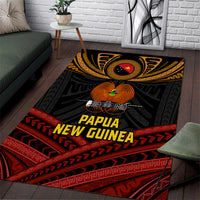 Papua New Guinea Bird-of-Paradise Area Rug Coat of Arms and Tribal Patterns LT03 Black - Polynesian Pride