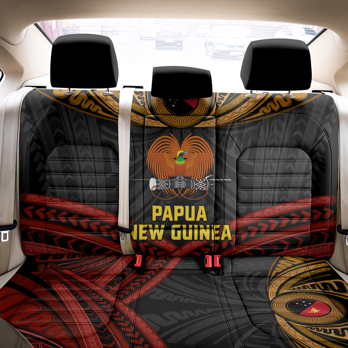 Papua New Guinea Bird-of-Paradise Back Car Seat Cover Coat of Arms and Tribal Patterns LT03 - Polynesian Pride