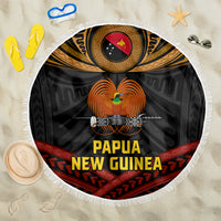 Papua New Guinea Bird-of-Paradise Beach Blanket Coat of Arms and Tribal Patterns LT03 One Size 150cm Black - Polynesian Pride