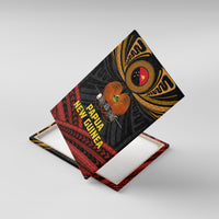 Papua New Guinea Bird-of-Paradise Canvas Wall Art Coat of Arms and Tribal Patterns LT03 With Frame Black - Polynesian Pride