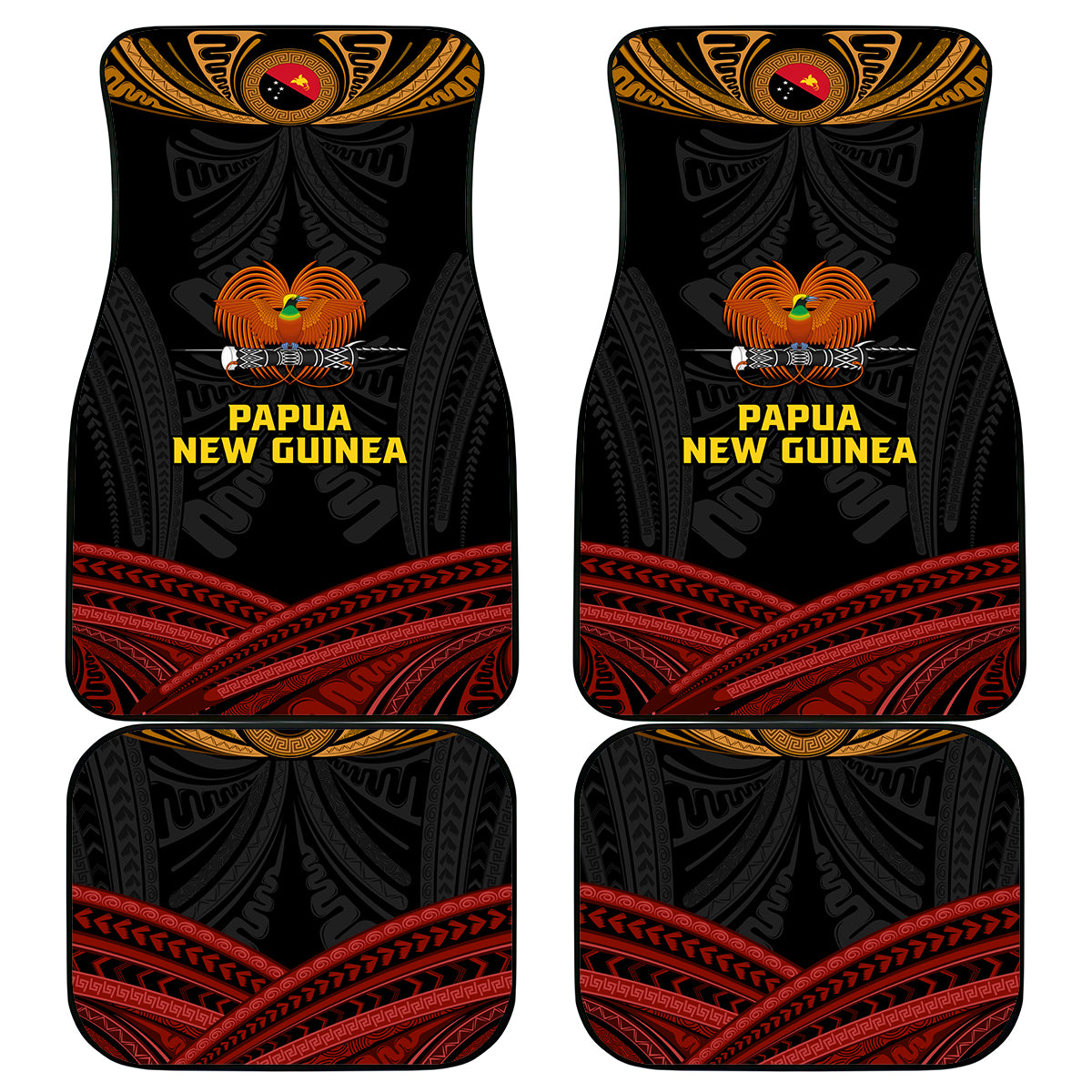 Papua New Guinea Bird-of-Paradise Car Mats Coat of Arms and Tribal Patterns LT03 - Polynesian Pride