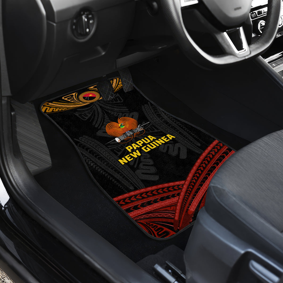 Papua New Guinea Bird-of-Paradise Car Mats Coat of Arms and Tribal Patterns LT03 - Polynesian Pride