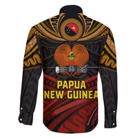 Papua New Guinea Bird-of-Paradise Family Matching Off The Shoulder Long Sleeve Dress and Hawaiian Shirt Coat of Arms and Tribal Patterns LT03 - Polynesian Pride