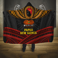 Papua New Guinea Bird-of-Paradise Hooded Blanket Coat of Arms and Tribal Patterns LT03 One Size Black - Polynesian Pride