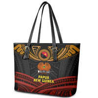 Papua New Guinea Bird-of-Paradise Leather Tote Bag Coat of Arms and Tribal Patterns LT03 - Polynesian Pride
