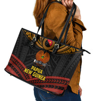 Papua New Guinea Bird-of-Paradise Leather Tote Bag Coat of Arms and Tribal Patterns LT03 - Polynesian Pride