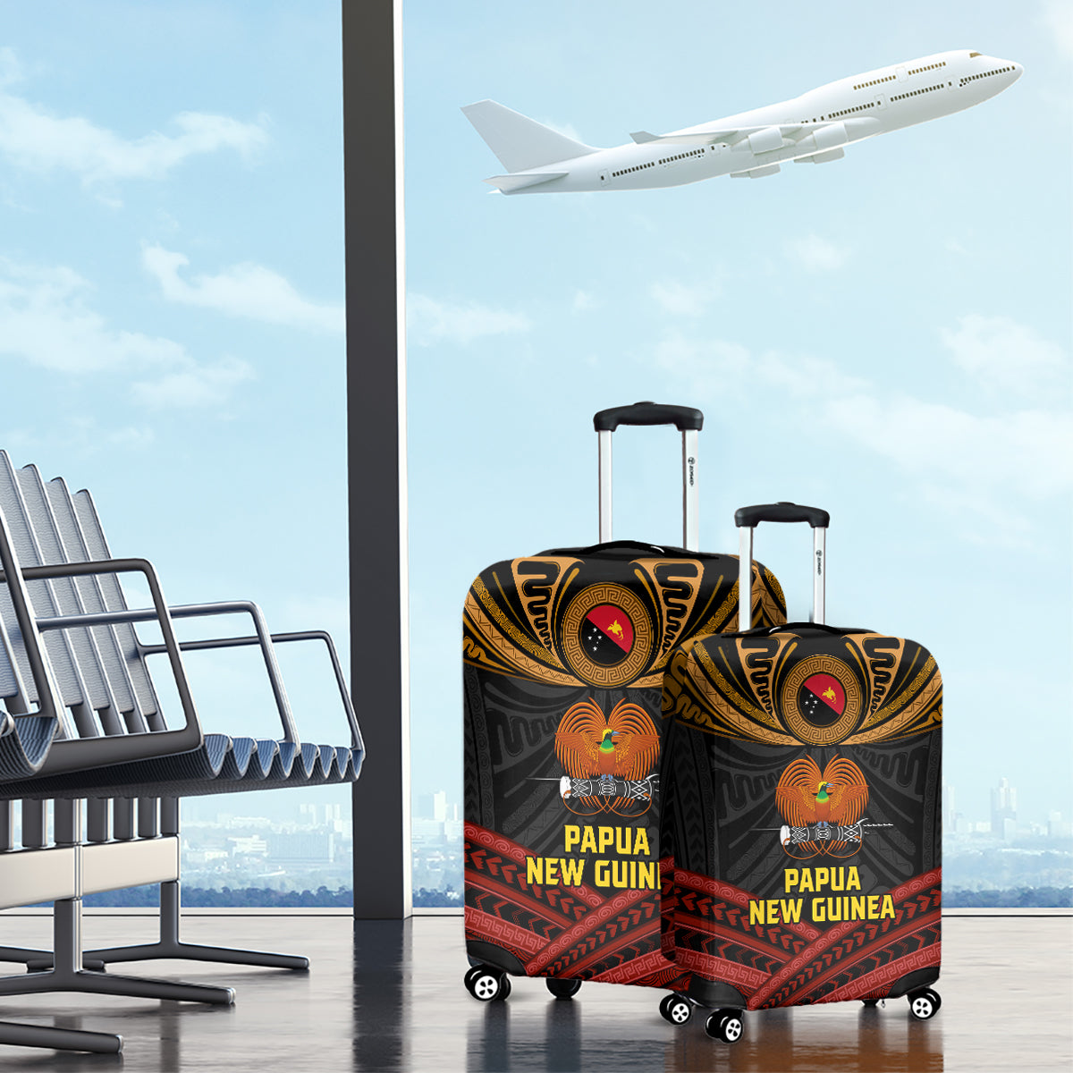 Papua New Guinea Bird-of-Paradise Luggage Cover Coat of Arms and Tribal Patterns LT03 - Polynesian Pride