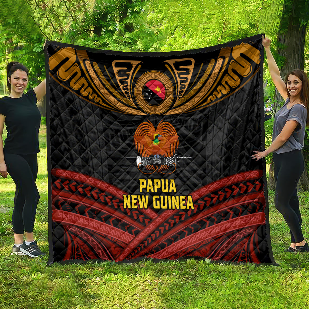 Papua New Guinea Bird-of-Paradise Quilt Coat of Arms and Tribal Patterns LT03 - Polynesian Pride