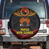 Papua New Guinea Bird-of-Paradise Spare Tire Cover Coat of Arms and Tribal Patterns LT03 Black - Polynesian Pride