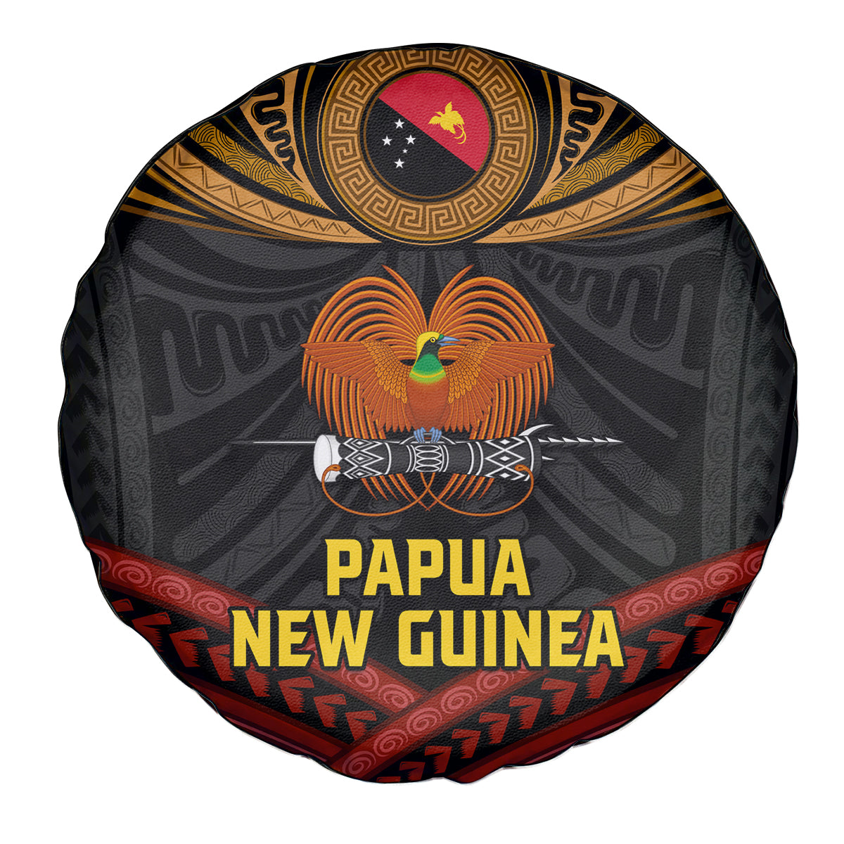 Papua New Guinea Bird-of-Paradise Spare Tire Cover Coat of Arms and Tribal Patterns LT03 - Polynesian Pride