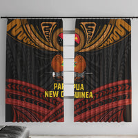 Papua New Guinea Bird-of-Paradise Window Curtain Coat of Arms and Tribal Patterns LT03 With Hooks Black - Polynesian Pride