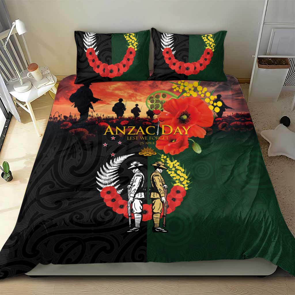 New Zealand and Australia ANZAC Day Bedding Set Lest We Forget Indigenous and Maori Pattern