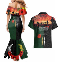 New Zealand and Australia ANZAC Day Couples Matching Mermaid Dress and Hawaiian Shirt Lest We Forget Indigenous and Maori Pattern LT03 - Polynesian Pride