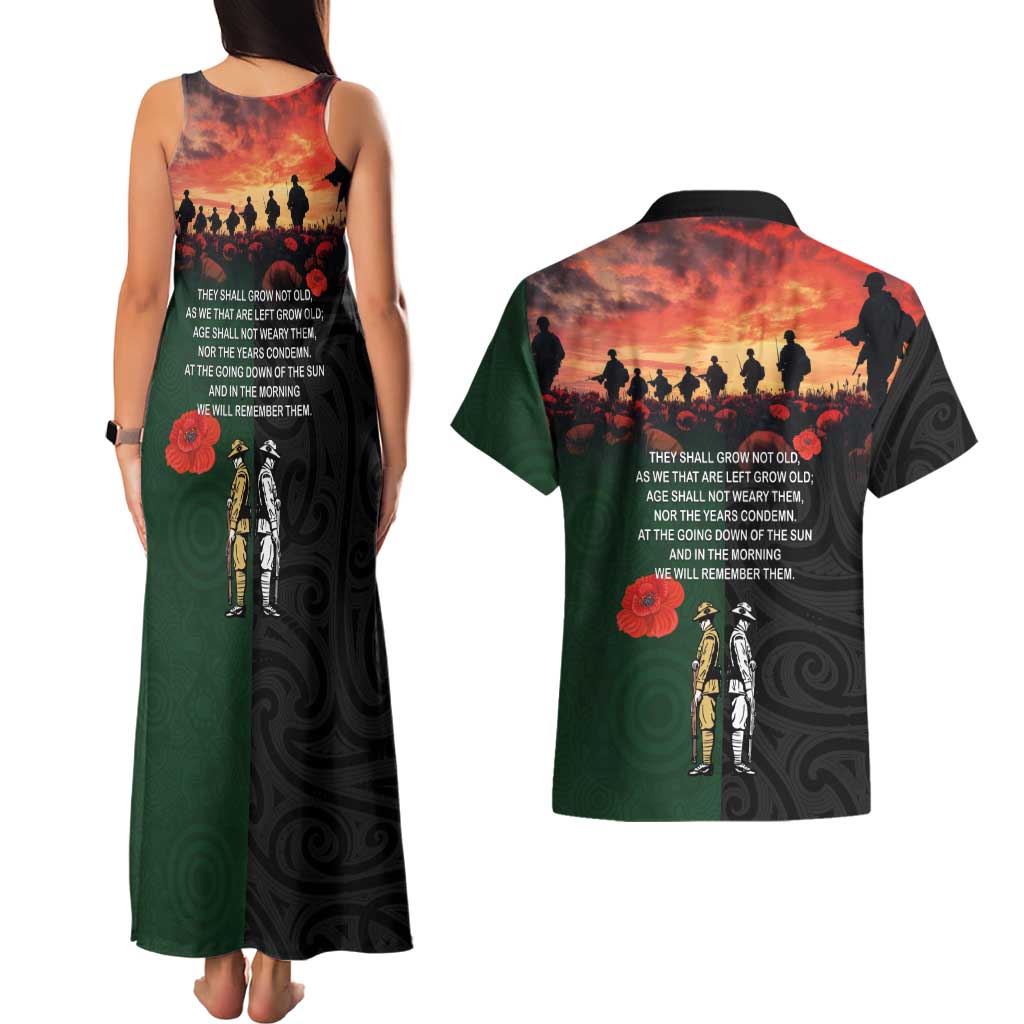 New Zealand and Australia ANZAC Day Couples Matching Tank Maxi Dress and Hawaiian Shirt Lest We Forget Indigenous and Maori Pattern LT03 - Polynesian Pride