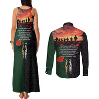 New Zealand and Australia ANZAC Day Couples Matching Tank Maxi Dress and Long Sleeve Button Shirt Lest We Forget Indigenous and Maori Pattern LT03 - Polynesian Pride