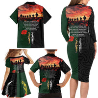 New Zealand and Australia ANZAC Day Family Matching Long Sleeve Bodycon Dress and Hawaiian Shirt Lest We Forget Indigenous and Maori Pattern LT03 - Polynesian Pride