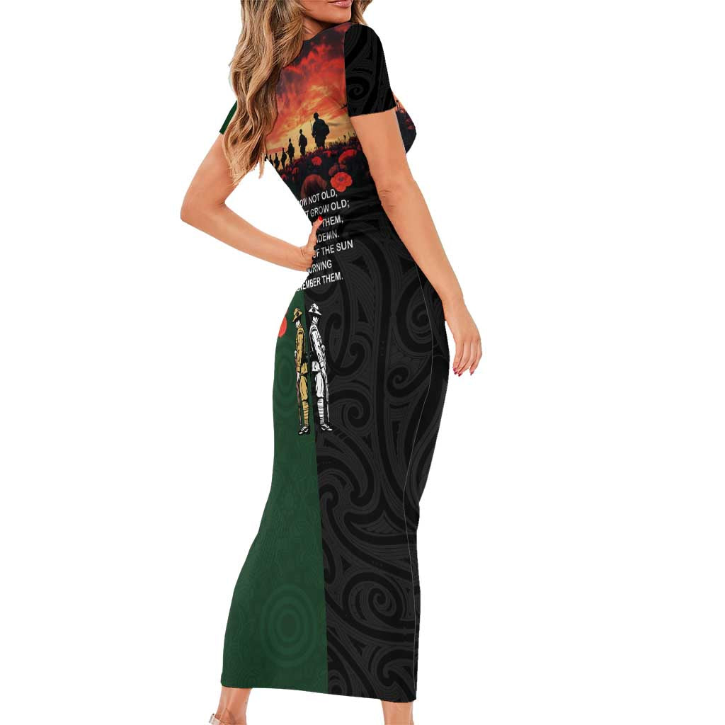 New Zealand and Australia ANZAC Day Family Matching Short Sleeve Bodycon Dress and Hawaiian Shirt Lest We Forget Indigenous and Maori Pattern LT03 - Polynesian Pride