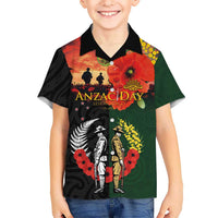 New Zealand and Australia ANZAC Day Family Matching Tank Maxi Dress and Hawaiian Shirt Lest We Forget Indigenous and Maori Pattern LT03 Son's Shirt Multicolor - Polynesian Pride