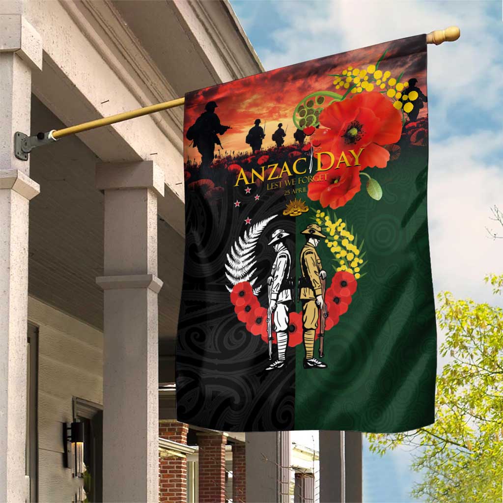 New Zealand and Australia ANZAC Day Garden Flag Lest We Forget Indigenous and Maori Pattern LT03 House Flag Multicolor - Polynesian Pride